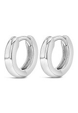 handsome silver wide huggie hoop baby earrings